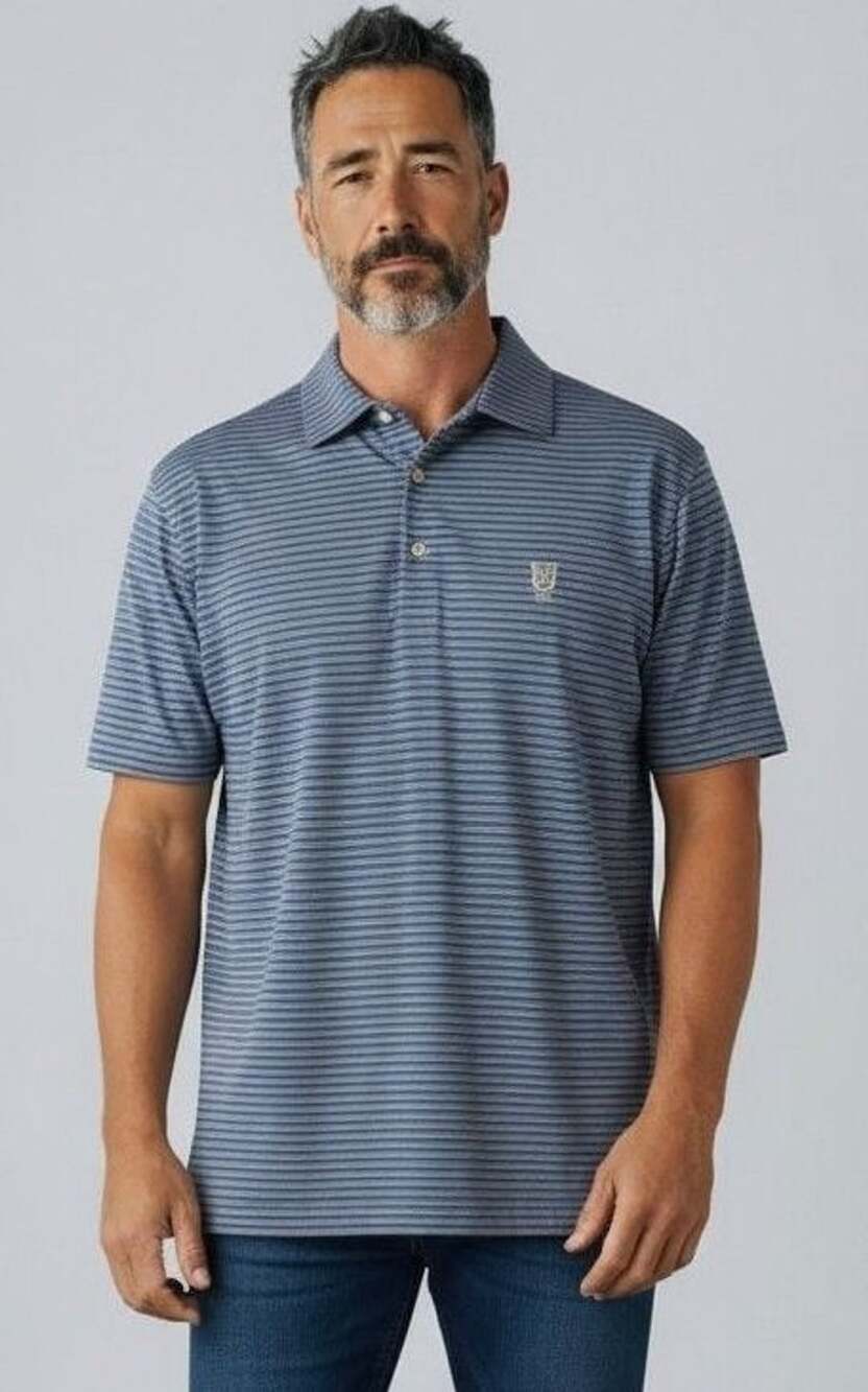 Peter Millar Striped Polo Size L Blue Summer Comfort